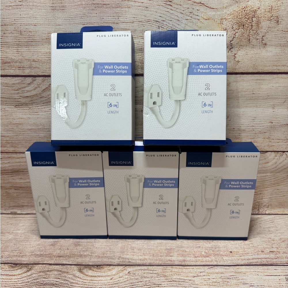 Insignia White Plug Liberator 2-Outlet Extension (6 in) - Pack of 5